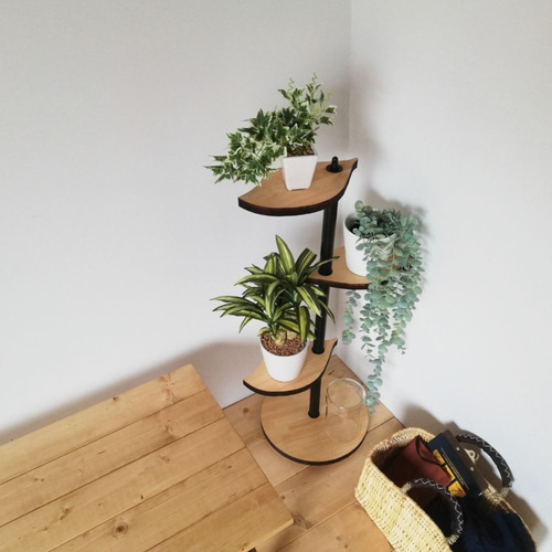 葉っぱのスタンドシェルフ 3段タイプ/360度回転 /観葉植物 植木鉢