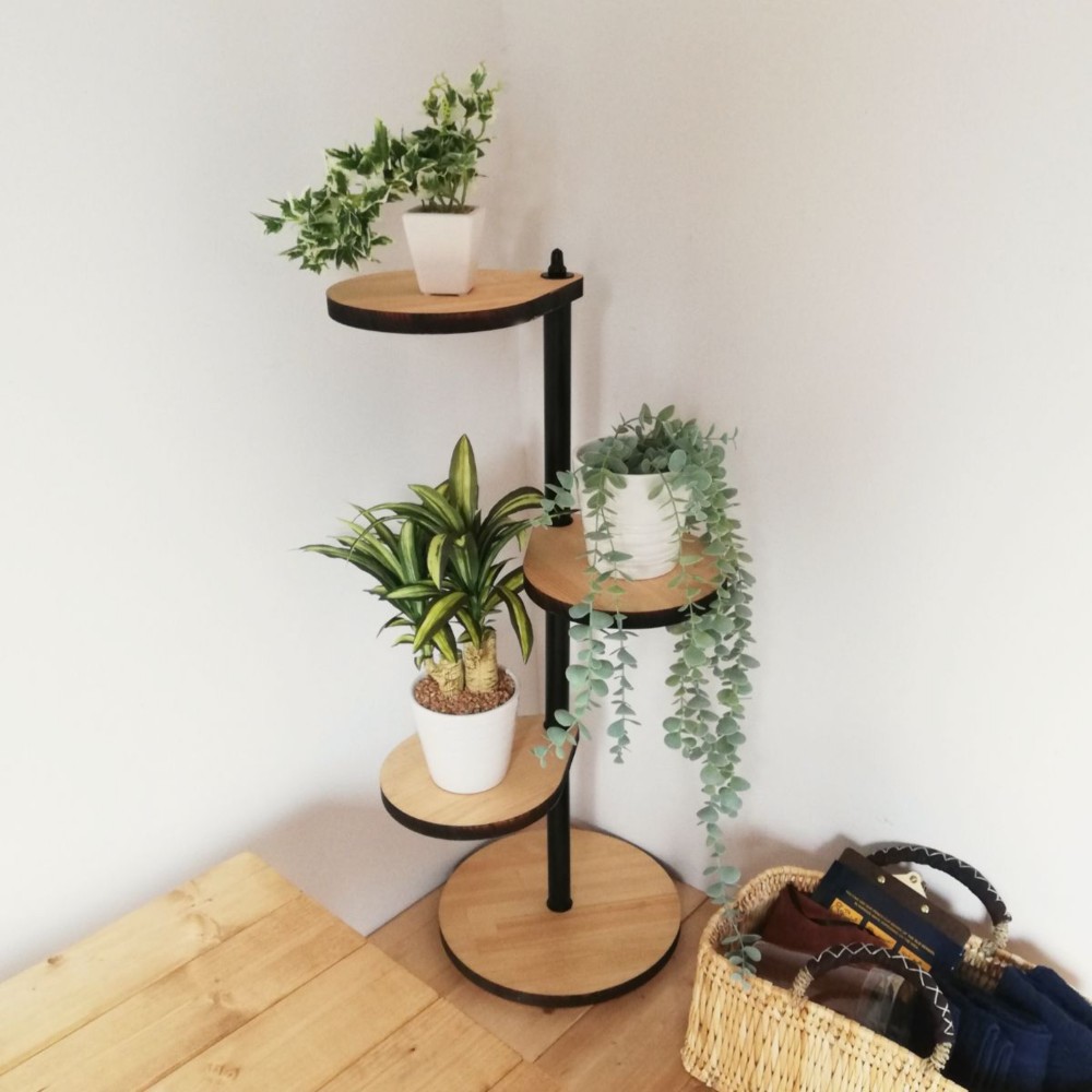 しずくのスタンドシェルフ 【ナチュラル】3段タイプ/ 360度回転 / 観葉植物 / 植木 / タワー 完成品