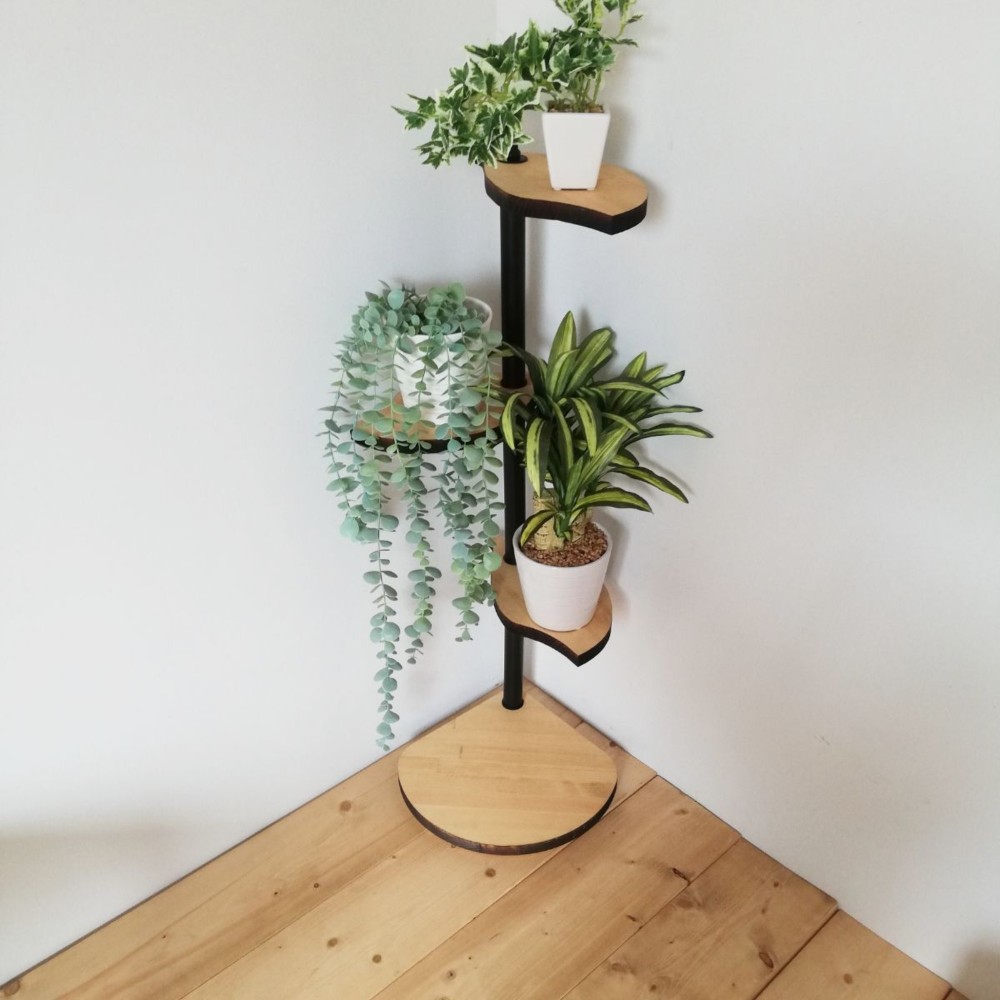 角にも置ける葉っぱのスタンドシェルフ 3段タイプ / 隅置き 完成品 / フラワースタンド