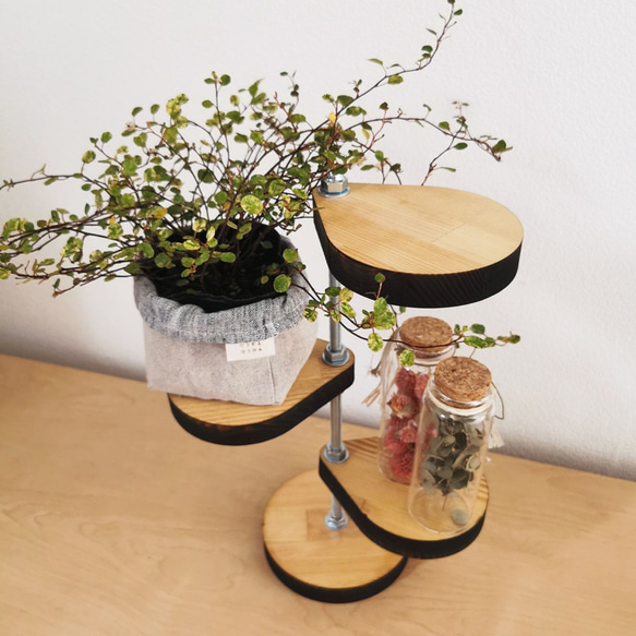 小さなしずくのスタンドシェルフ 【3段タイプ 】/ 360度回転 / 観葉