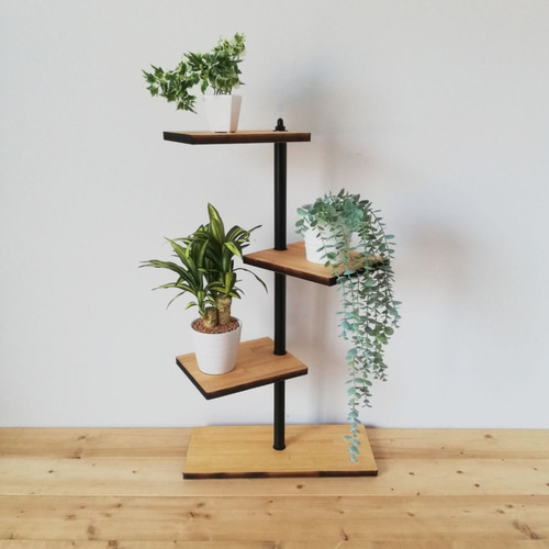 【リリ犬】シェルフ 本棚 観葉植物 幅120cm 奥行き30cm ソーロ 120シェルフ (樹種レッドオーク) | おしゃれな家具通販