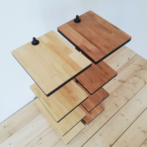 長方形のスタンドシェルフ 3段タイプ【ナチュラル】天然木 /360度回転