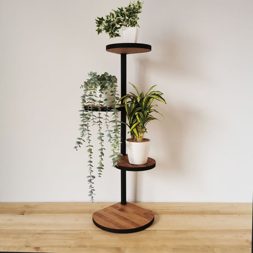 角にも置けるしずくのスタンドシェルフ3段タイプ【ブラウン】/ 360度