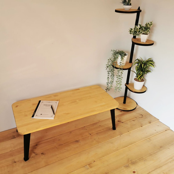 天然木を使用したまる角のテーブル 90cm×45cm リビング 天然木 ローテーブル ナチュラル 完成品 2枚目の画像