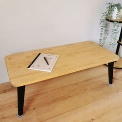 天然木を使用したまる角のテーブル 90cm×45cm リビング 天然木 ローテーブル ナチュラル 完成品 3枚目の画像