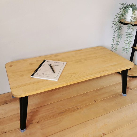 天然木を使用したまる角のテーブル 90cm×45cm リビング 天然木 ローテーブル ナチュラル 完成品 3枚目の画像