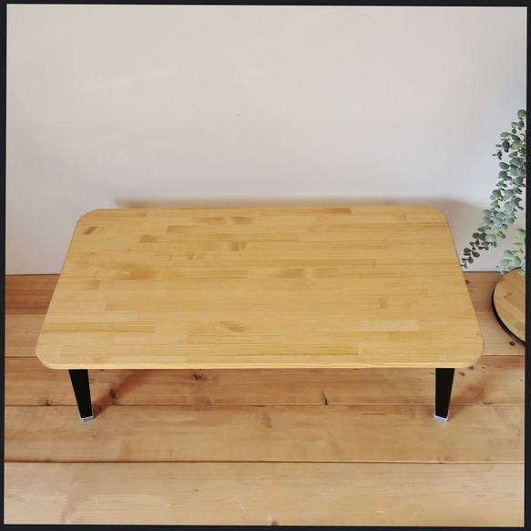 天然木を使用したまる角のテーブル 90cm×45cm リビング 天然木 ローテーブル ナチュラル 完成品 4枚目の画像