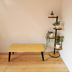 天然木を使用したまる角のテーブル 90cm×45cm リビング 天然木 ローテーブル ナチュラル 完成品 5枚目の画像