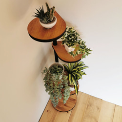 角にも置けるしずくのスタンドシェルフ  4段タイプ 【 ブラウン】 / 360度回転  / 植物 / 完成品 9枚目の画像