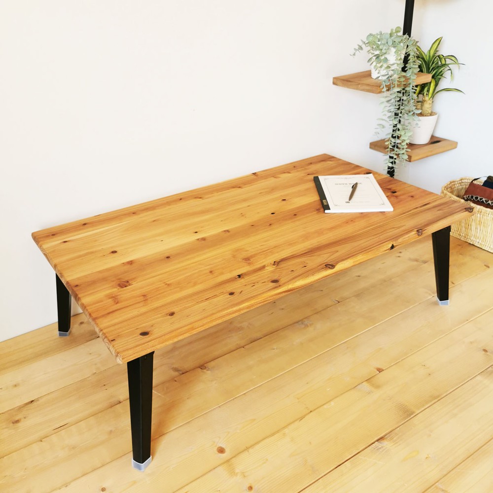 折りたたみ ローテーブル ライトブラウン 【100cm×60cm 】/ 無垢材 / リビング 長机 /完成品