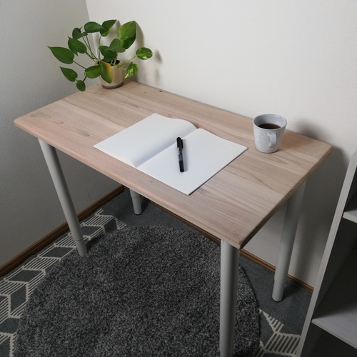 受注製作※ 無垢材 デスク（白脚）【 90×45cm】/ テーブル 机
