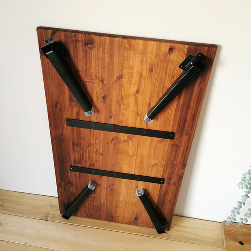 無垢材 折りたたみローテーブル ブラウン【100×60cm】/ リビング 長机