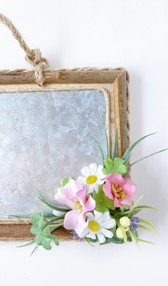 【送料無料】ピンクのお花のマグネットボード　壁掛け　玄関　廊下　キッチン　アーティフィシャルフラワー 3枚目の画像