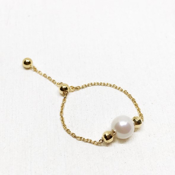 アコヤ真珠K18YGフリーサイズチェーンリング