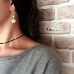 【SALE ¥500】＊・○turquoise  shell＊・Perl＊ピアス 2枚目の画像