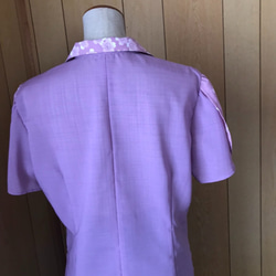 花柄プリント　かりゆしウェア　チューリップ袖　ピンク　レディース　Lサイズ（沖縄、琉球、かすり柄、アロハ） 2枚目の画像