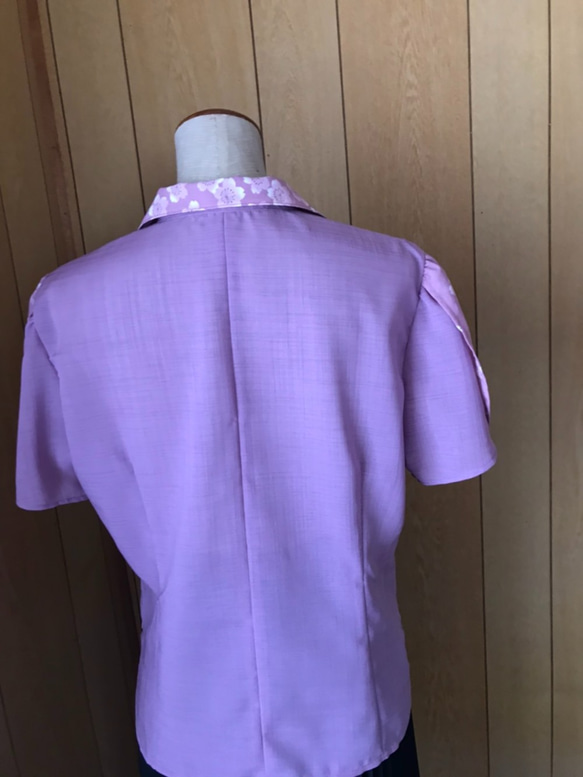 花柄プリント　かりゆしウェア　チューリップ袖　ピンク　レディース　Lサイズ（沖縄、琉球、かすり柄、アロハ） 2枚目の画像