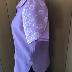 花柄プリント　かりゆしウェア　チューリップ袖　ピンク　レディース　Lサイズ（沖縄、琉球、かすり柄、アロハ） 3枚目の画像