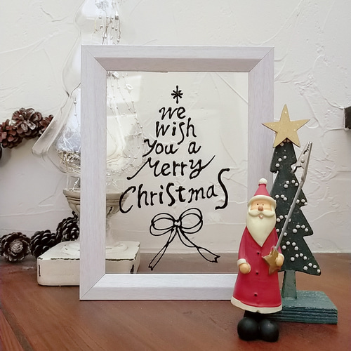 ステンドグラス　　ホワイトクリスマス② シンプルクリスマス 》ステンドグラス風フレーム その他アート