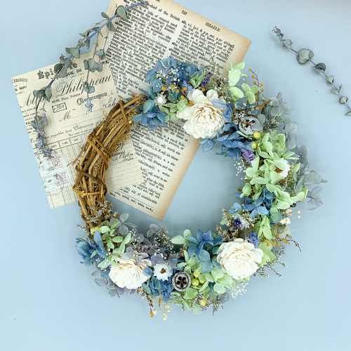 ドライフラワーリース*シックなブルーリース * リース 花工房