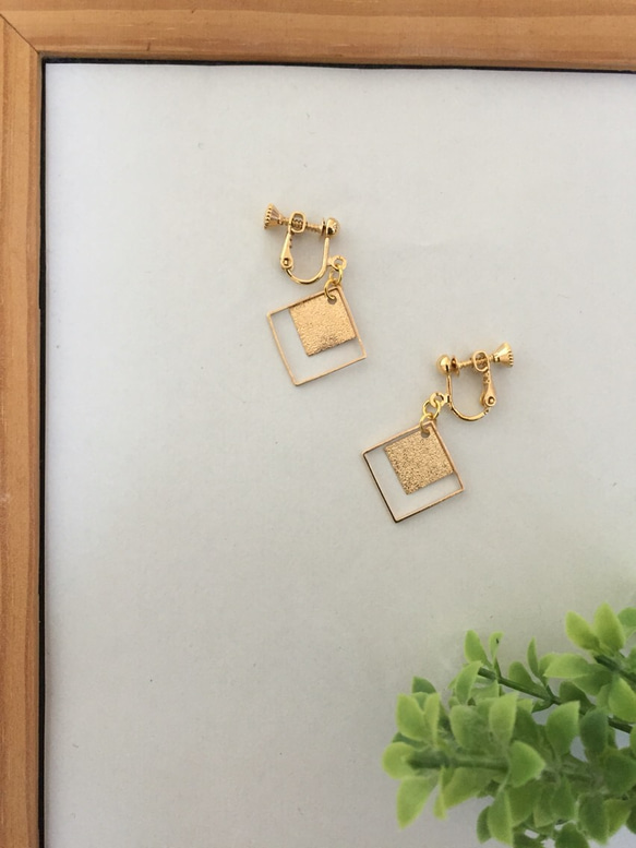 《再再再再再販》W gold square イヤリング＊＊ 1枚目の画像