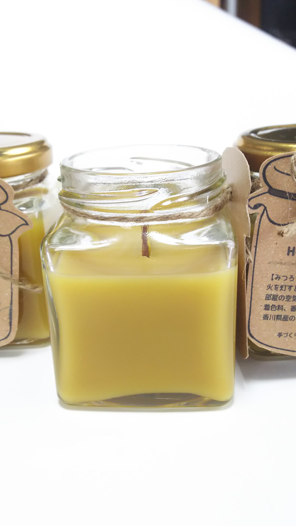 送料無料！香川県産 蜜蝋キャンドル みつろう ウッドウィック 木芯 ミツロウ 2枚目の画像