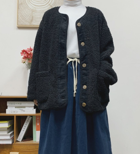 【２色】暖かいショートフリースジャケット、秋冬 2枚目の画像