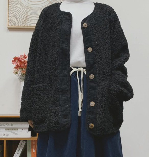 【２色】暖かいショートフリースジャケット、秋冬 3枚目の画像