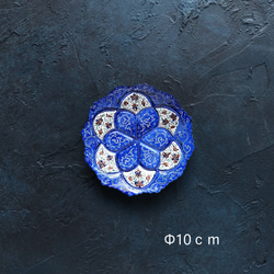 ペルシャのエナメル皿　ジュエリートレイ　飾り皿　Φ10ｃｍ【ミーナーカーリー004】 1枚目の画像