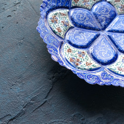 ペルシャのエナメル皿　ジュエリートレイ　飾り皿　Φ10ｃｍ【ミーナーカーリー004】 4枚目の画像