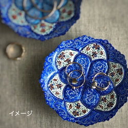 ペルシャのエナメル皿　ジュエリートレイ　Φ10ｃｍ【ミーナーカーリー005】 7枚目の画像