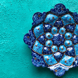 ペルシャのエナメル皿　ジュエリートレイ　飾り皿　Φ10ｃｍ【ミーナーカーリー002】 3枚目の画像