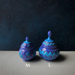 ペルシャのエナメル壺  シュガーポット Lサイズ【ミーナーカーリーGL003】 7枚目の画像