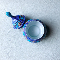 ペルシャのエナメル壺  シュガーポット Lサイズ【ミーナーカーリーGL004】 3枚目の画像