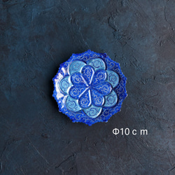 ペルシャのエナメル皿　ジュエリートレイ　飾り皿　Φ10ｃｍ【ミーナーカーリー010】 1枚目の画像