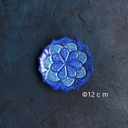 ペルシャのエナメル皿　ジュエリートレイ　Φ12ｃｍ【ミーナーカーリー009】 1枚目の画像