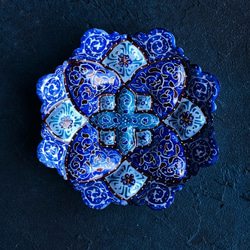 ペルシャのエナメル皿　ジュエリートレイ　飾り皿　Φ10ｃｍ【ミーナーカーリー013】 3枚目の画像