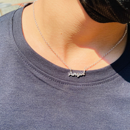 エンジェル英語名ネックレスカスタマイズ名S50 ペンダントトップ 鍬鍬