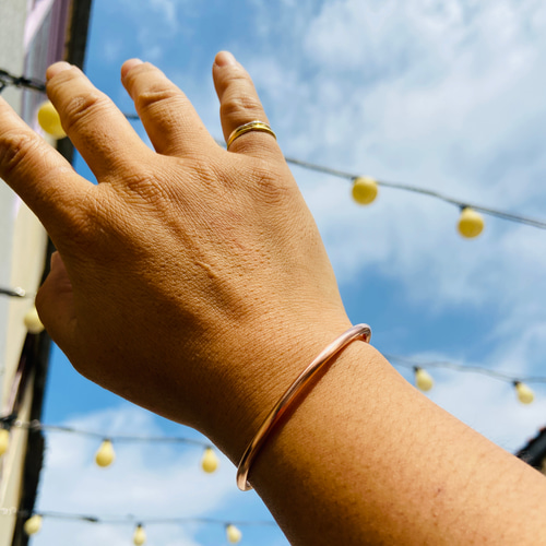 赤銅ブレスレットプレーンオープンブレスレット薄片カスタマイズ名S82  