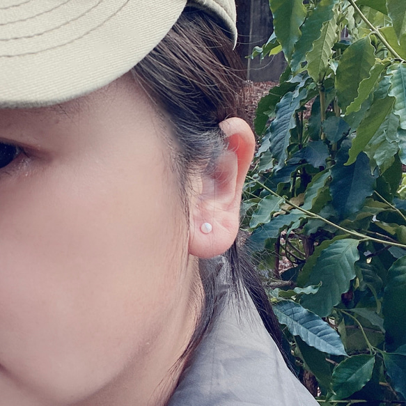 純銀 珍珠 白色 耳針 S137 第2張的照片