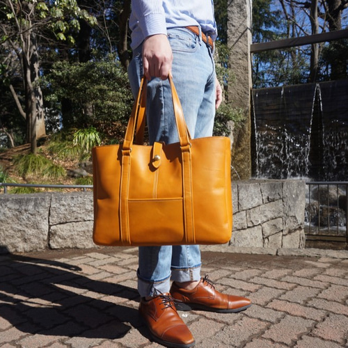 ビジネストート【キャメル】 トートバッグ（メンズ） WoodvillageBags
