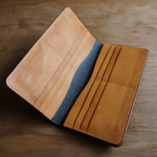 札入れとコインケースセット【ネイビー×キャメル】 長財布（メンズ  