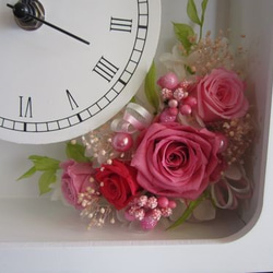 【プリザーブドフラワー】　花時計(正方形)  ピンク色　ウエディングの贈呈花 4枚目の画像