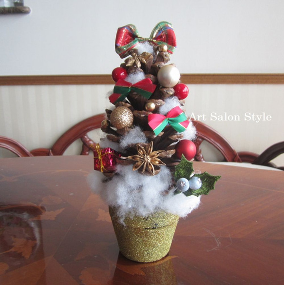 クリスマスツリー　ツリー　クリスマス　オーナメント　松ぼっくり 大きな松ぼっくりのクリスマスツリー Lサイズ ドライフラワー