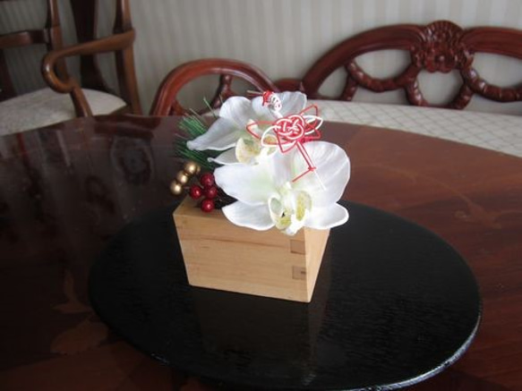 枡に胡蝶蘭のお正月飾り 3枚目の画像