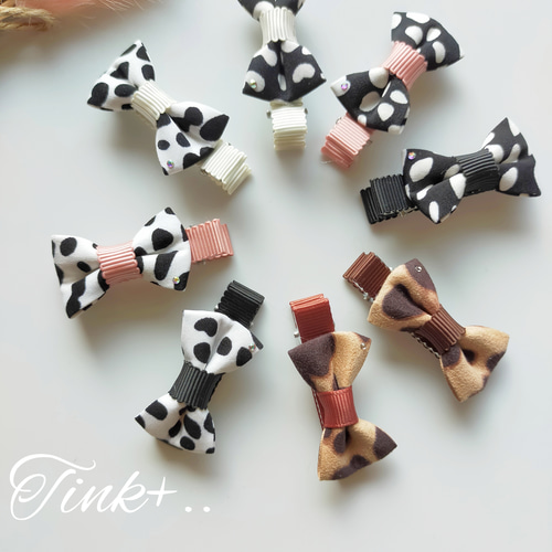 ダルメシアン柄＆ヒョウ柄♡ベビーヘアクリップ リボン ベビー＆キッズ