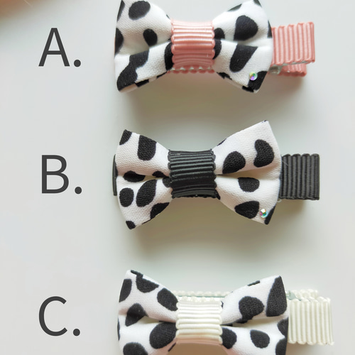 ダルメシアン柄＆ヒョウ柄♡ベビーヘアクリップ リボン ベビー＆キッズ