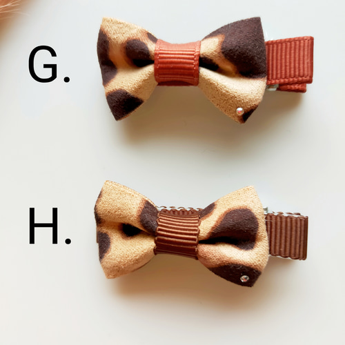 ダルメシアン柄＆ヒョウ柄♡ベビーヘアクリップ リボン ベビー＆キッズ