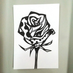 【切り絵】原画　A5サイズ　rose2 1枚目の画像