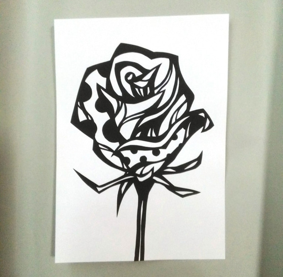 【切り絵】原画　A5サイズ　rose2 1枚目の画像